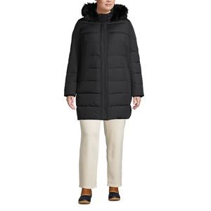 Lands’ End Women’s Plus Size Down Winter Coat w/ Removable Faux Fur Hood - Sz 3X